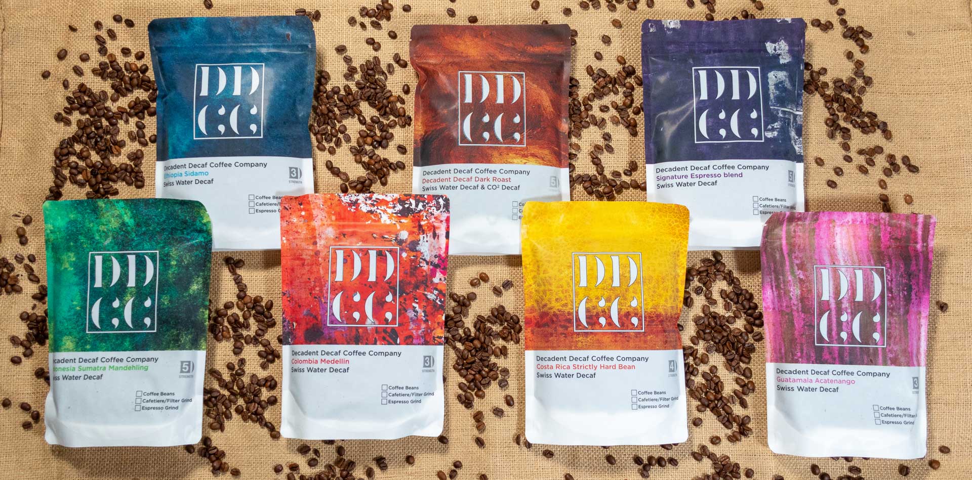 Our-complete-range-of-coffees Decadent Decaf Coffee Company