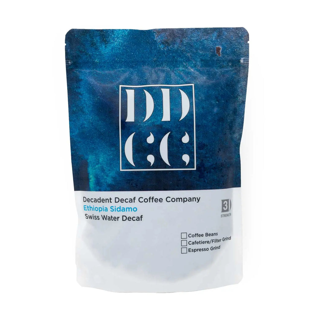 Ethiopia Decaffeinated Decaf Coffee - Swiss Water Decaf Coffee - Grounds and Beans - Decadent Decaf